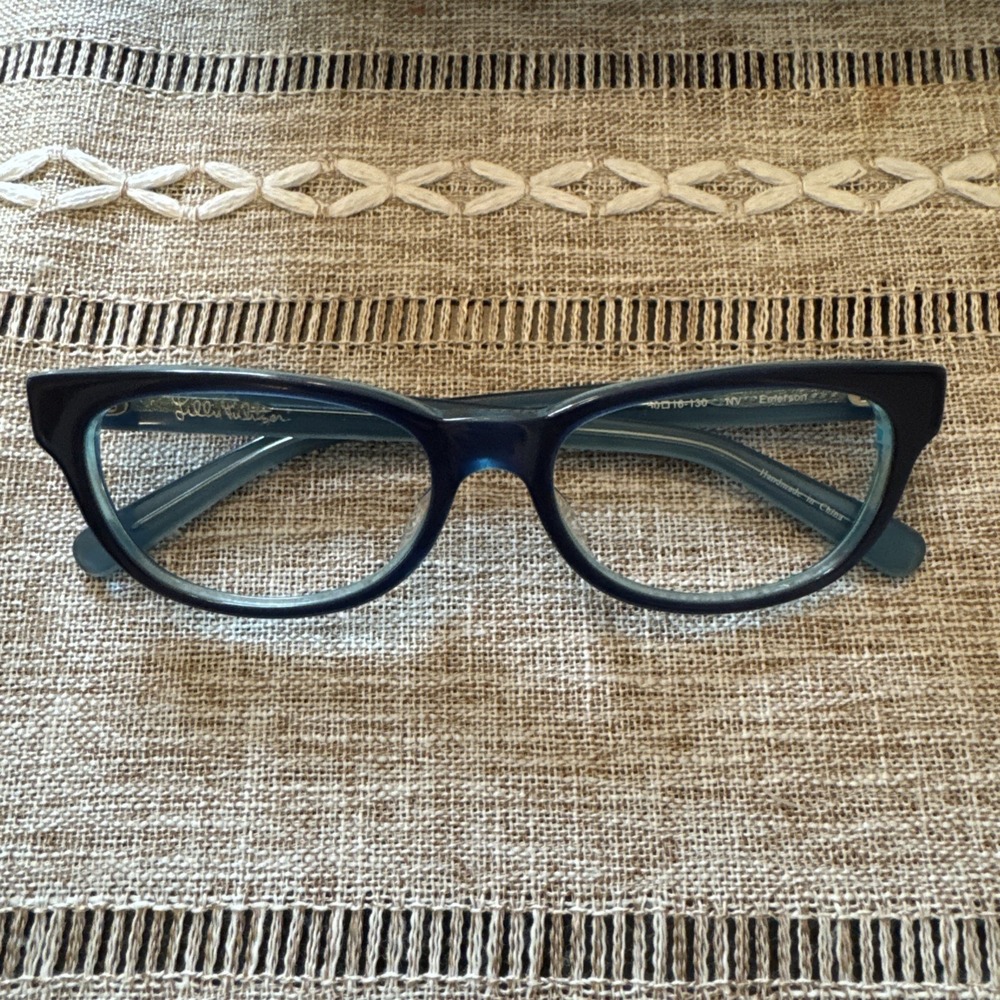 Lilly Pulitzer Eyeglasses Frames Only Emerson Blue Cat Eye  50-16-130 GUC